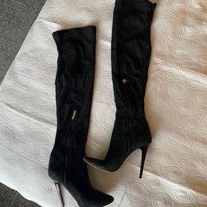 Jimmy Choo Black Suede Thigh-High Boots